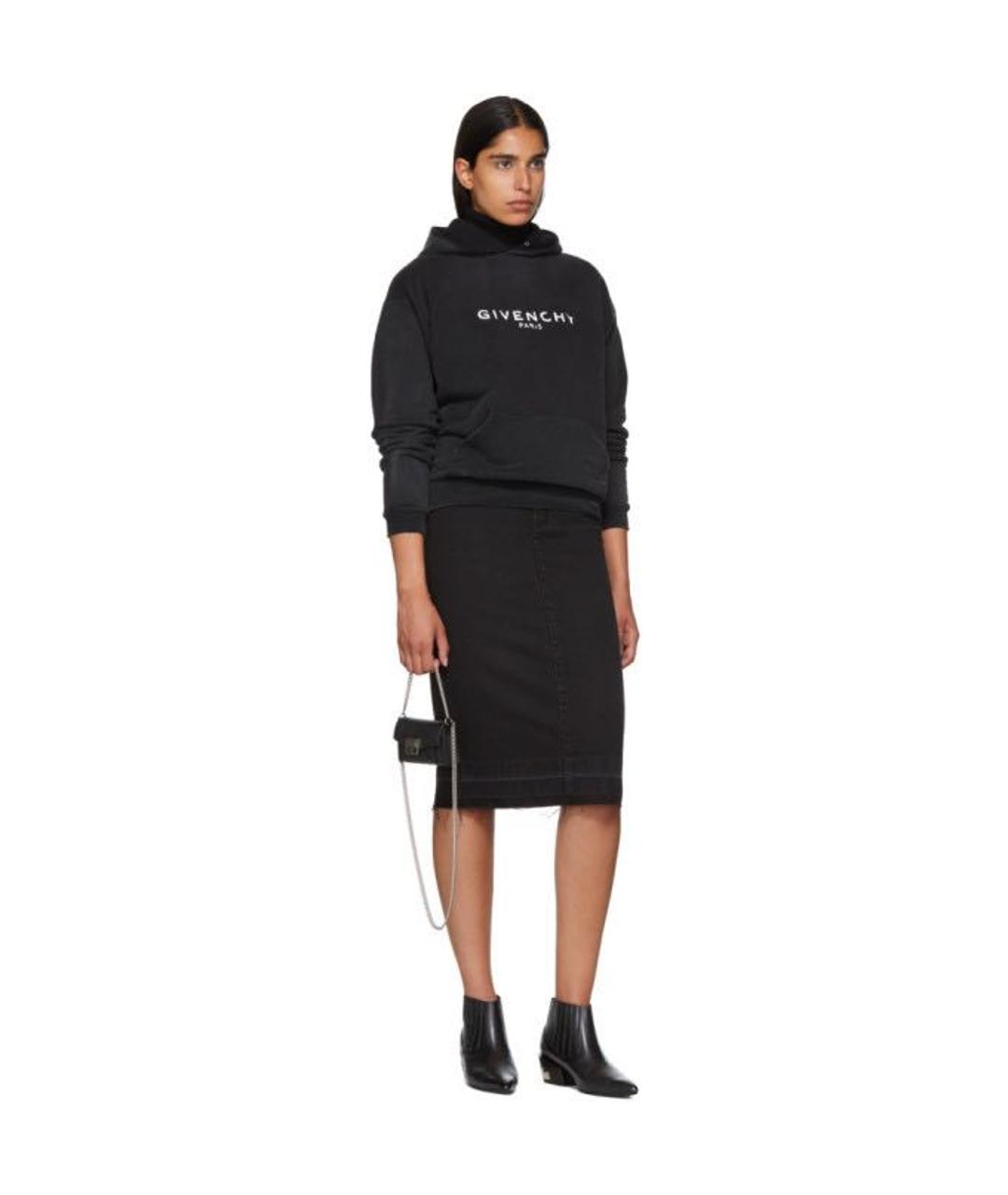 GIVENCHY Черная хлопковая юбка миди, фото 7