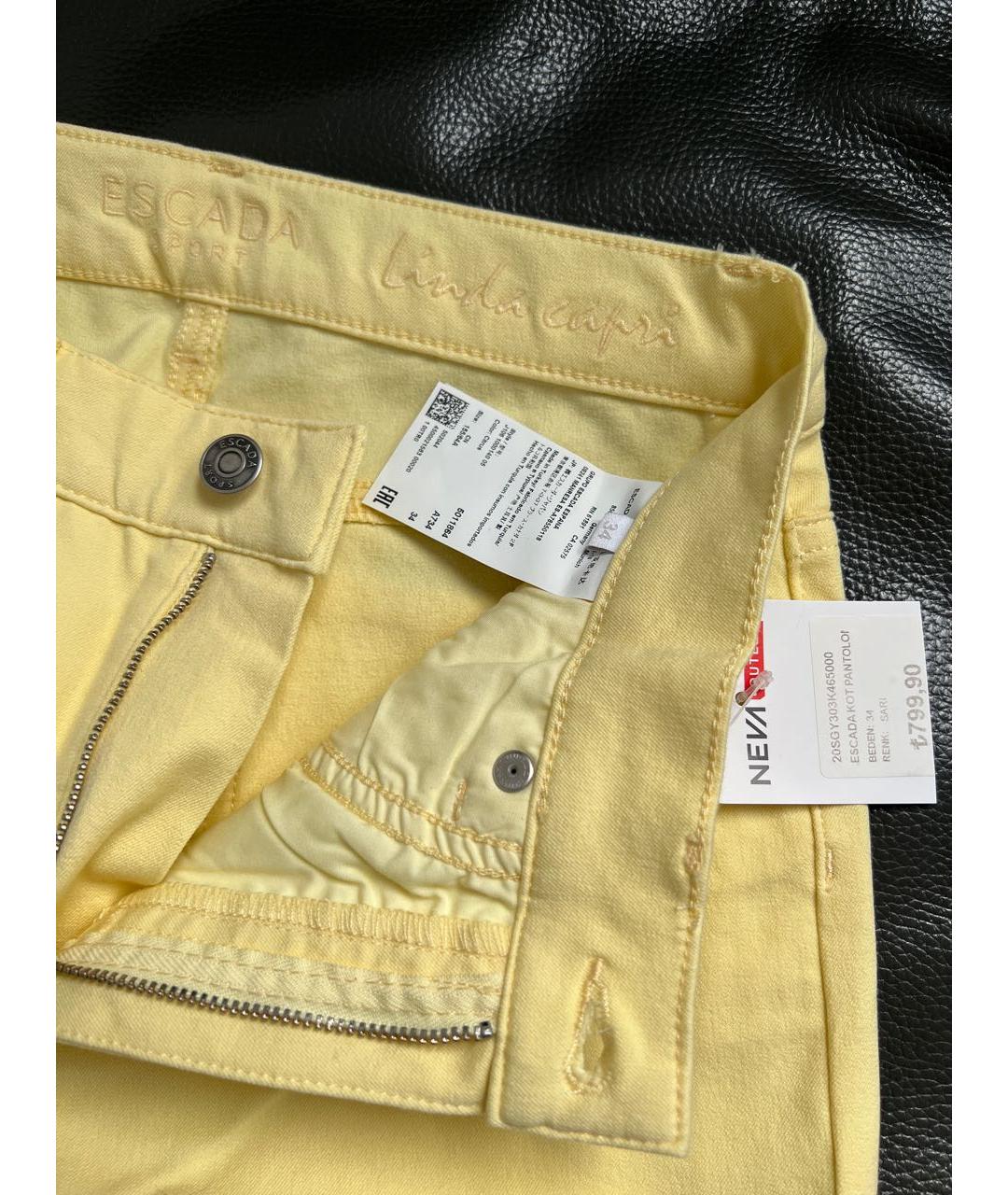 ESCADA Желтые хлопко-эластановые джинсы слим, фото 3