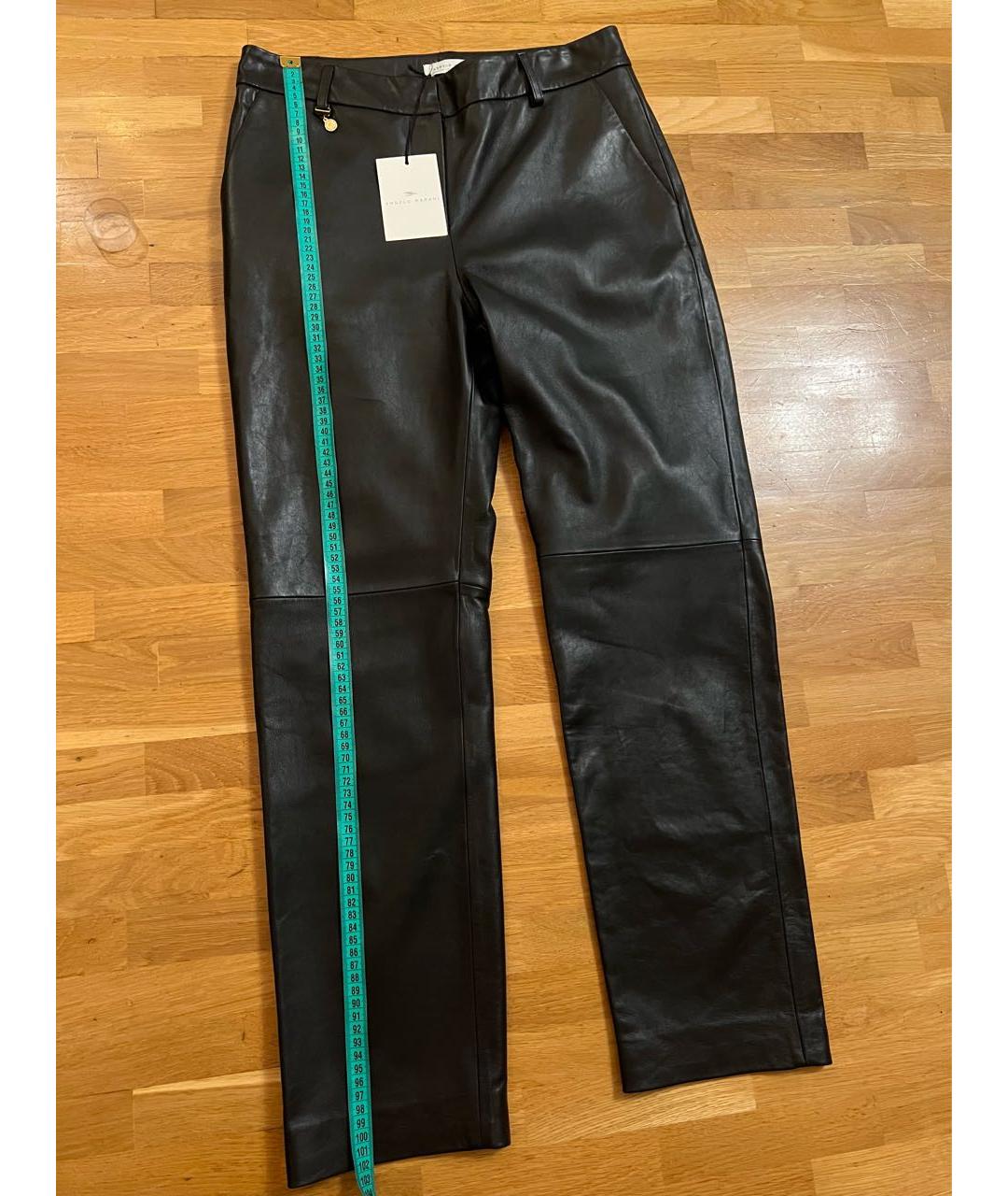 ANGELO MARANI Черные кожаные прямые брюки, фото 8