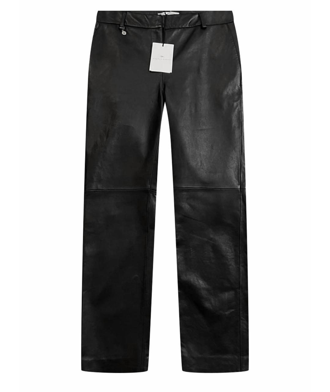 ANGELO MARANI Черные кожаные прямые брюки, фото 1