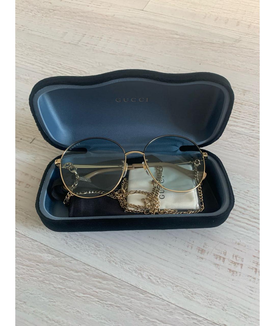 GUCCI Голубые металлические солнцезащитные очки, фото 4