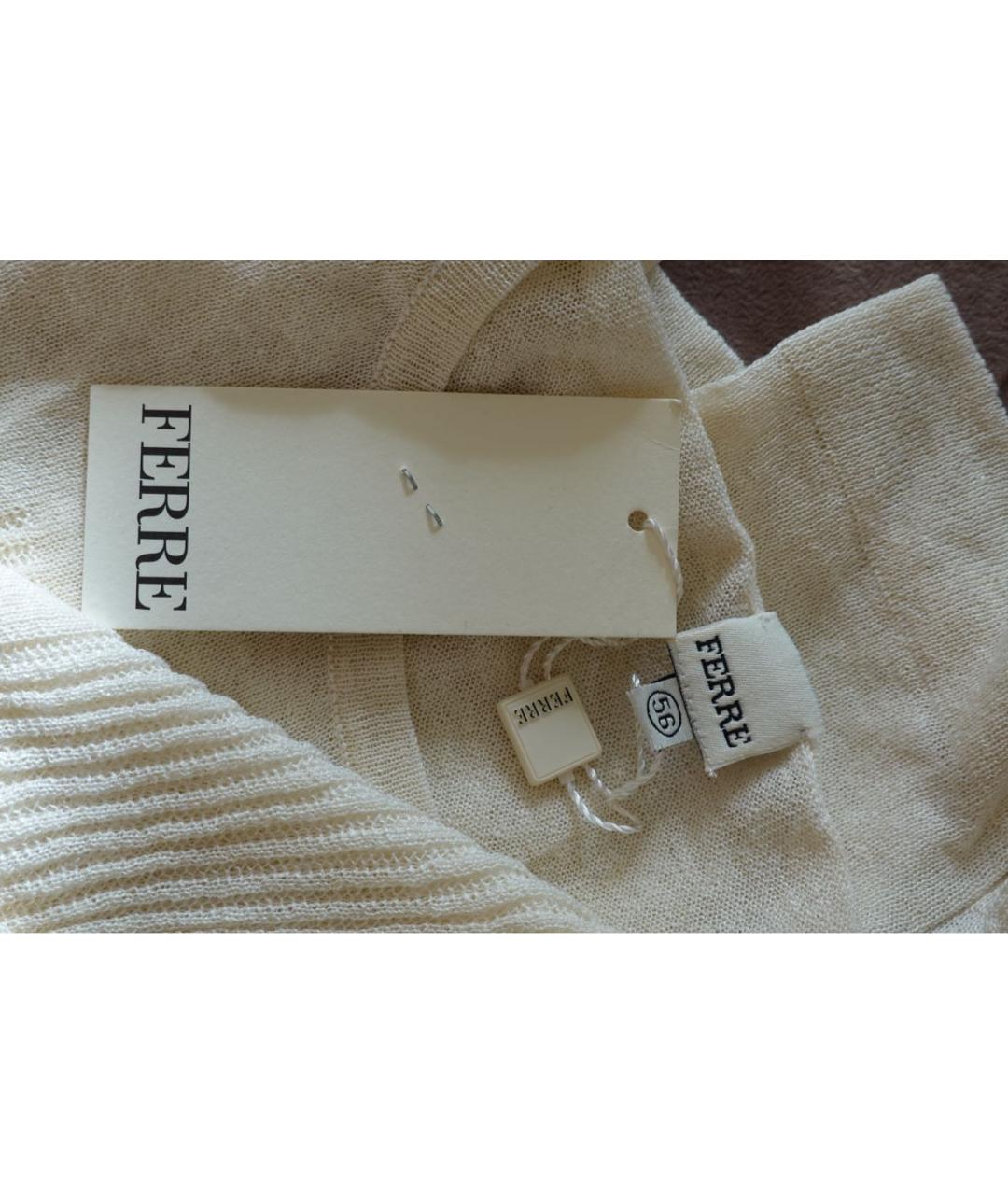 GIANFRANCO FERRE Белый льняной джемпер / свитер, фото 5