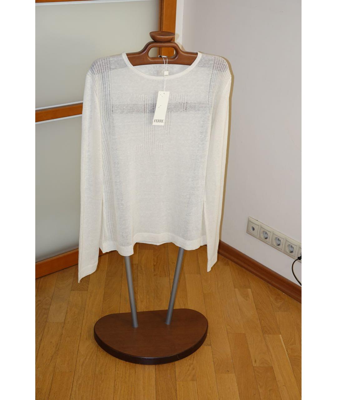 GIANFRANCO FERRE Белый льняной джемпер / свитер, фото 6