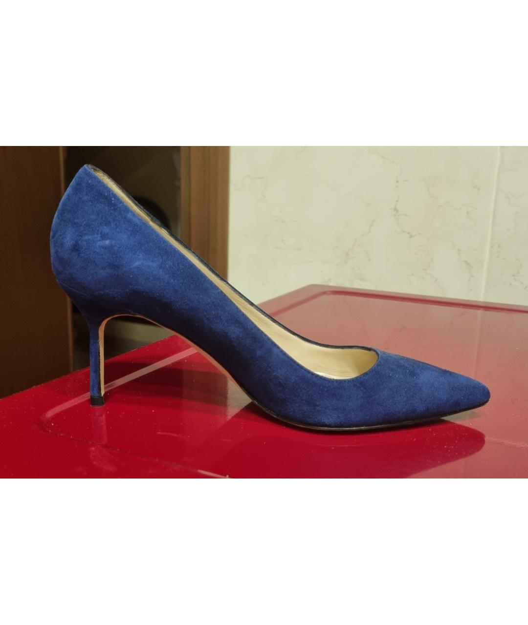 MANOLO BLAHNIK Темно-синие замшевые туфли, фото 5