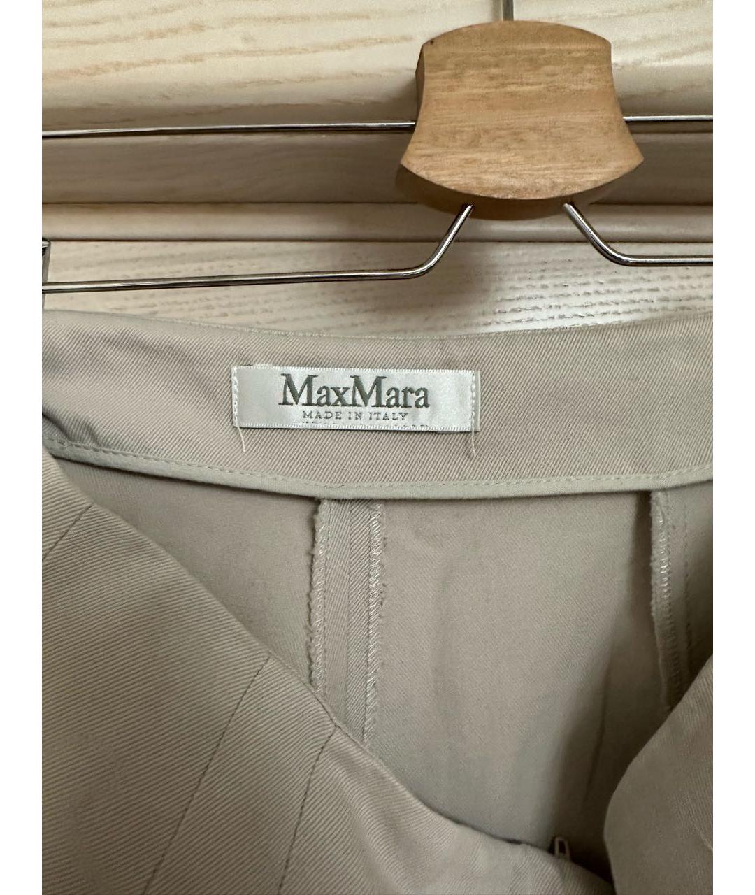 MAX MARA Бежевые хлопковые прямые брюки, фото 3