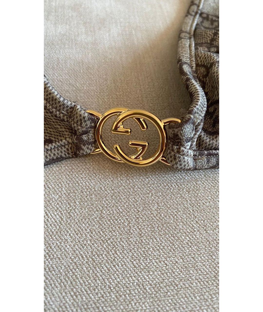 GUCCI Бежевый синтетический купальник, фото 3