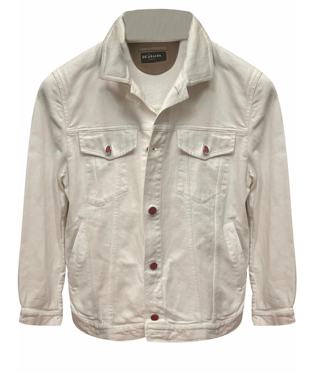 KITON Белая деним куртка, фото 1