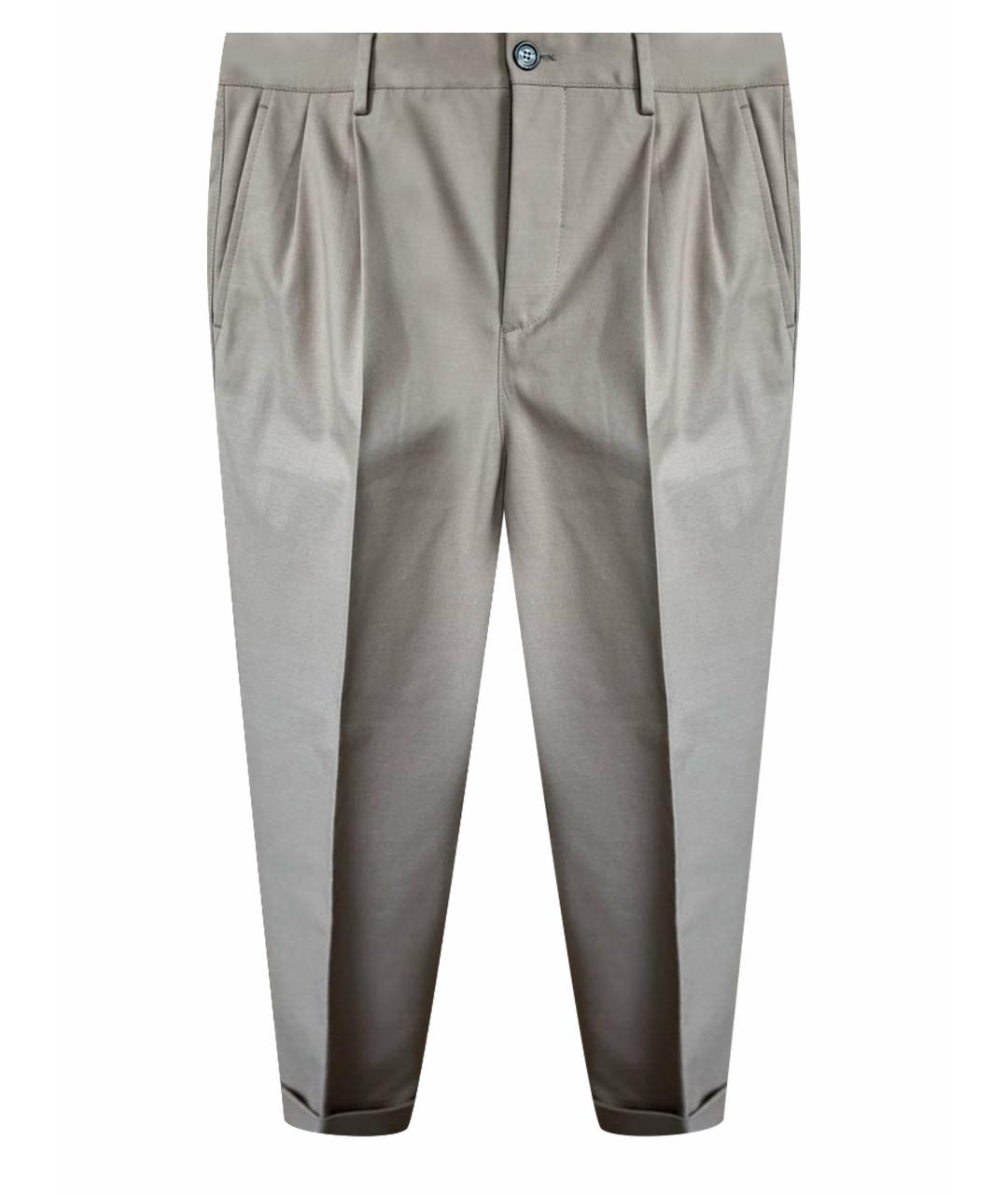 BRUNELLO CUCINELLI Бежевые хлопко-эластановые классические брюки, фото 1