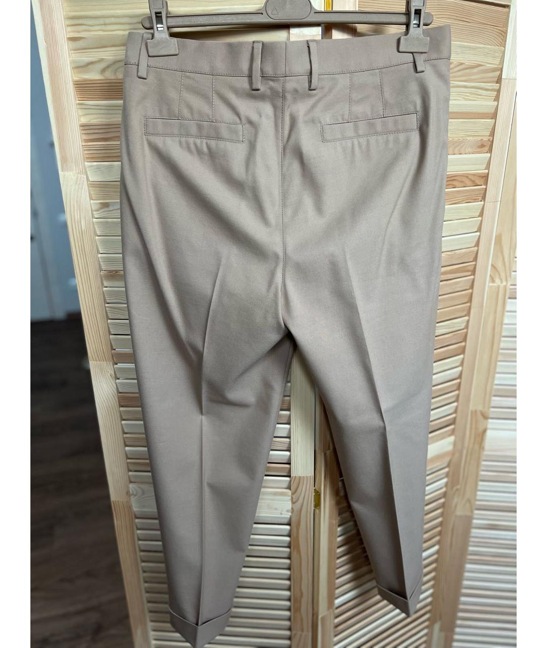 BRUNELLO CUCINELLI Бежевые хлопко-эластановые классические брюки, фото 2