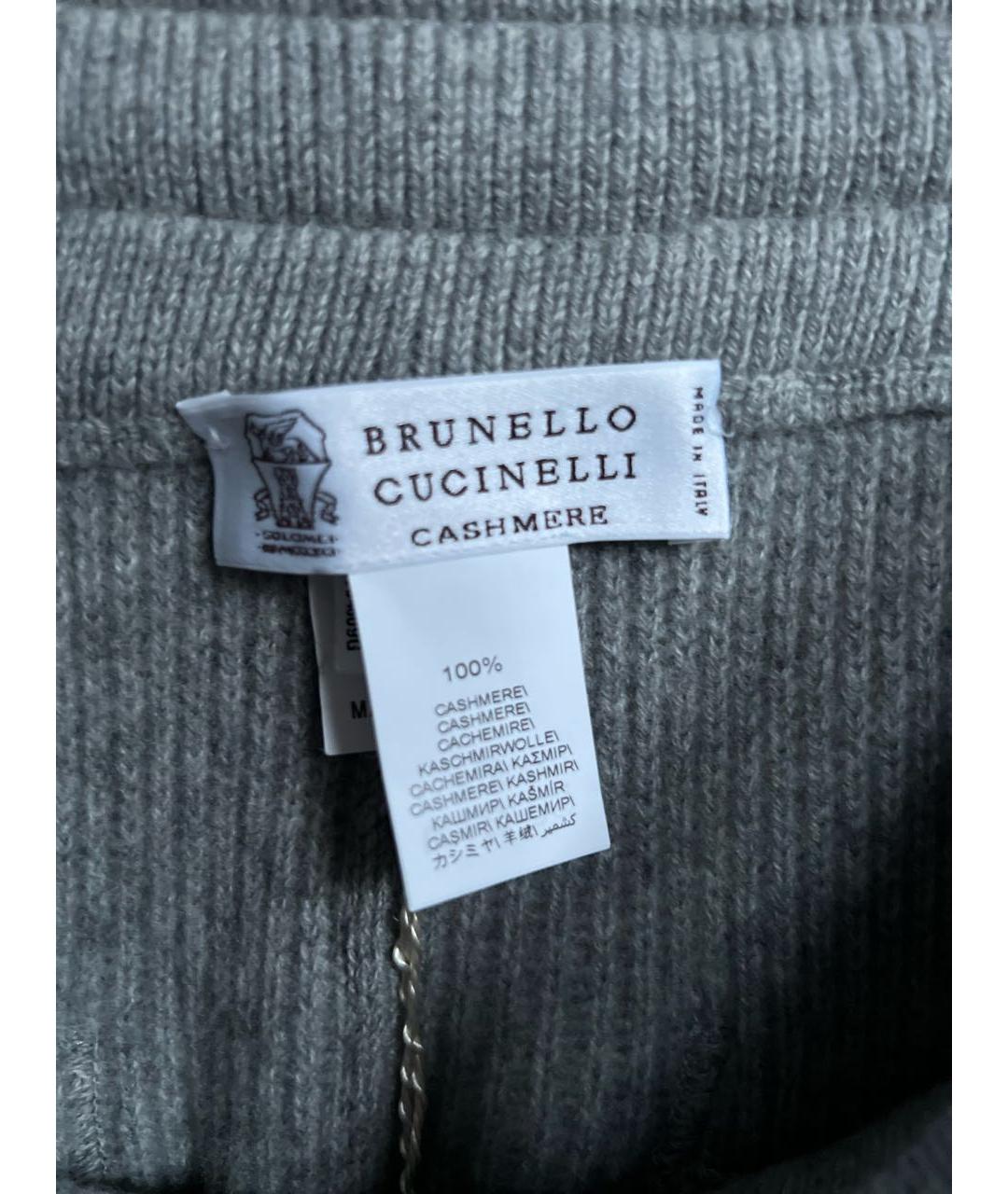 BRUNELLO CUCINELLI Серые кашемировые повседневные брюки, фото 6