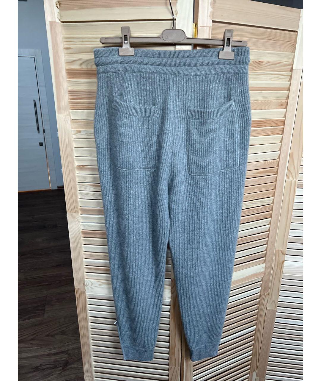 BRUNELLO CUCINELLI Серые кашемировые повседневные брюки, фото 2