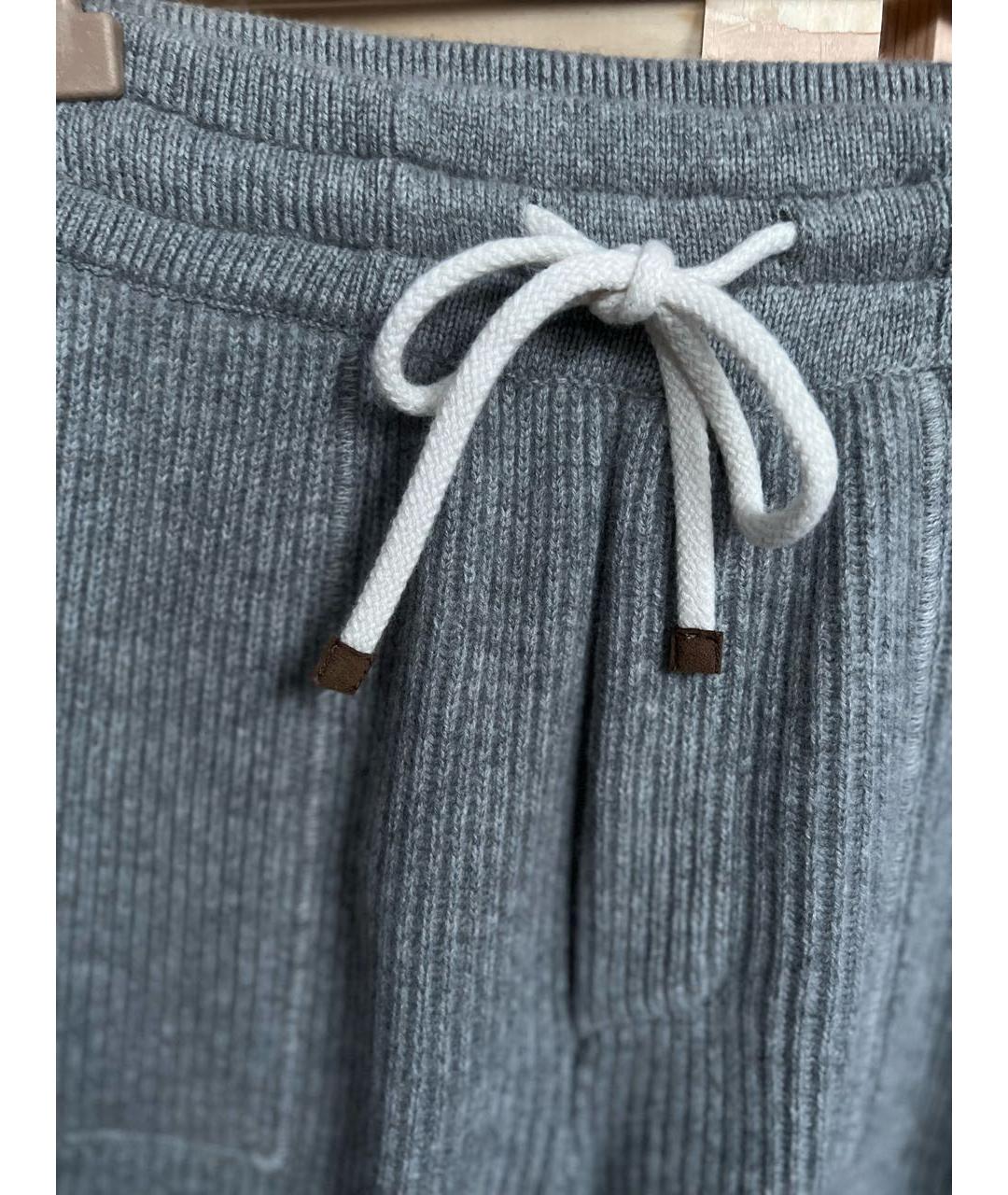 BRUNELLO CUCINELLI Серые кашемировые повседневные брюки, фото 4