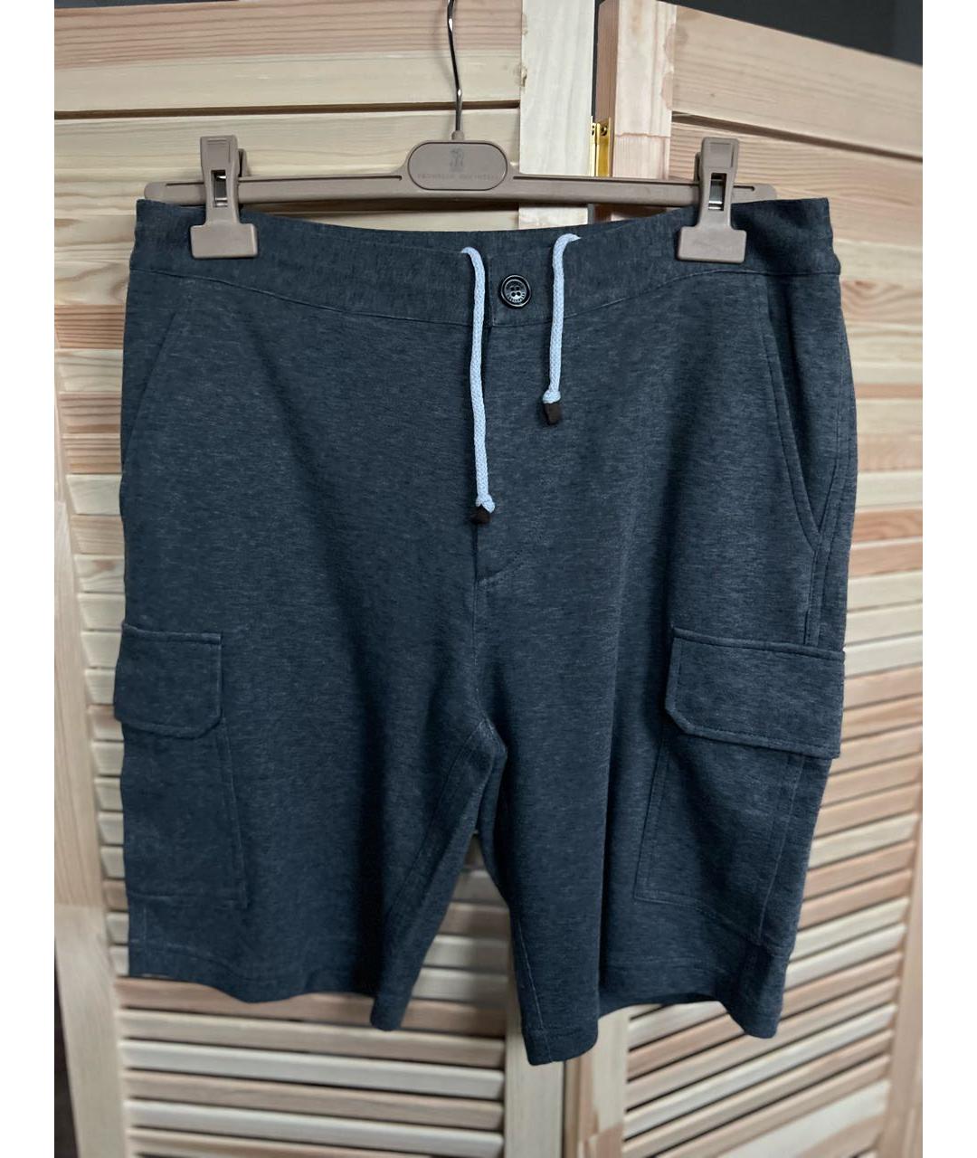 BRUNELLO CUCINELLI Антрацитовые хлопковые шорты, фото 3