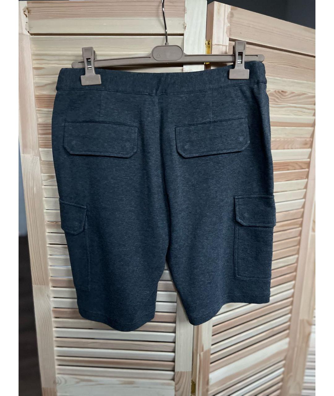 BRUNELLO CUCINELLI Антрацитовые хлопковые шорты, фото 2