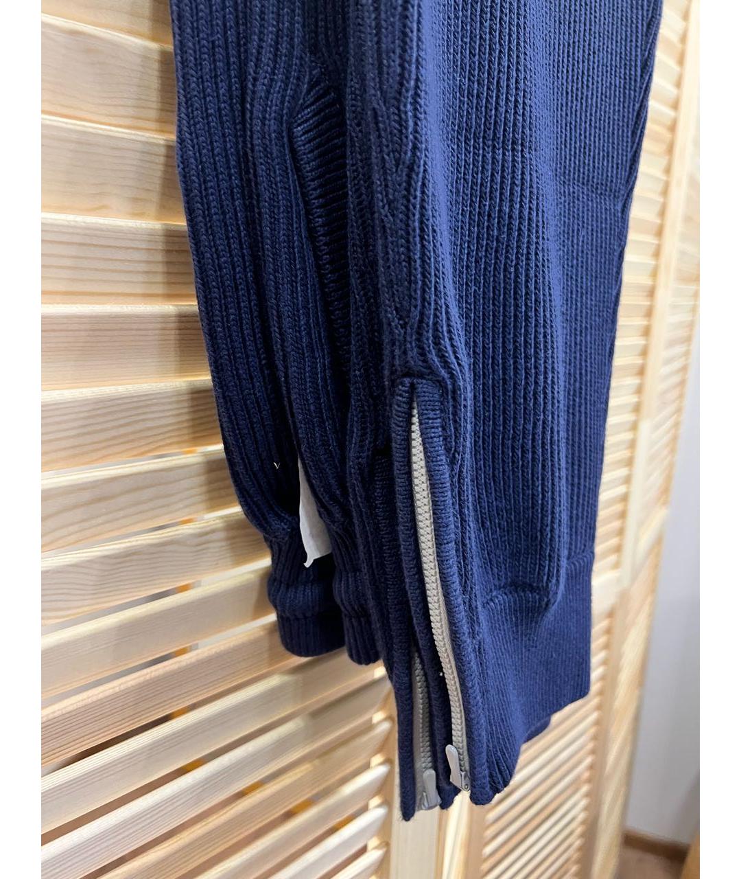 BRUNELLO CUCINELLI Темно-синие хлопко-эластановые повседневные брюки, фото 3