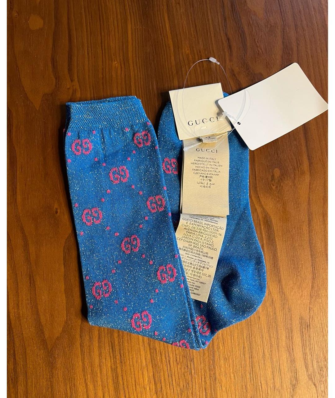 GUCCI Голубые носки, чулки и колготы, фото 2