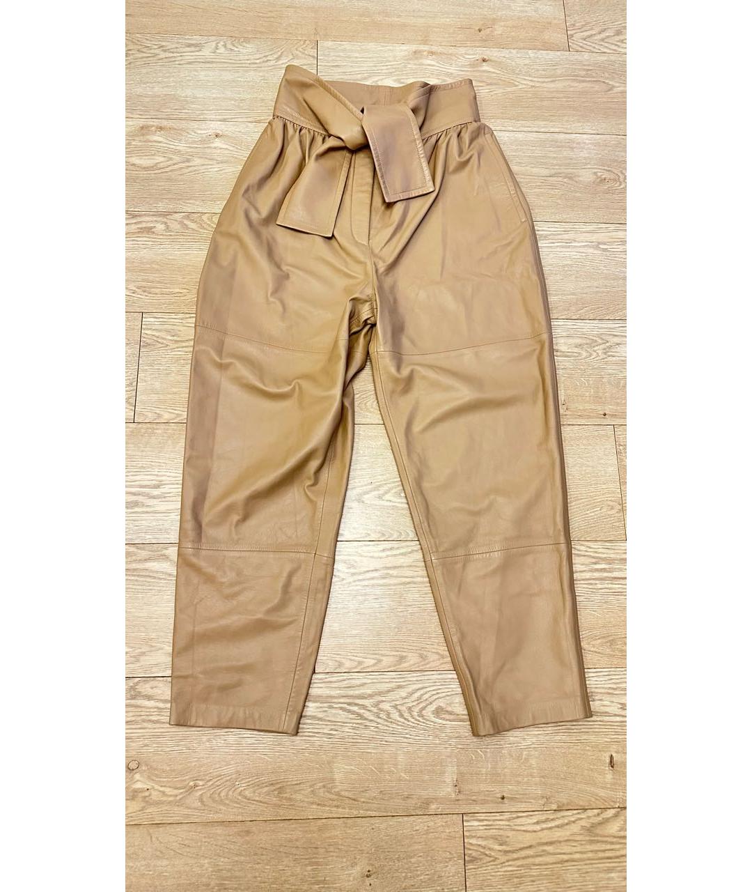 ZIMMERMANN Бежевые кожаные брюки широкие, фото 6