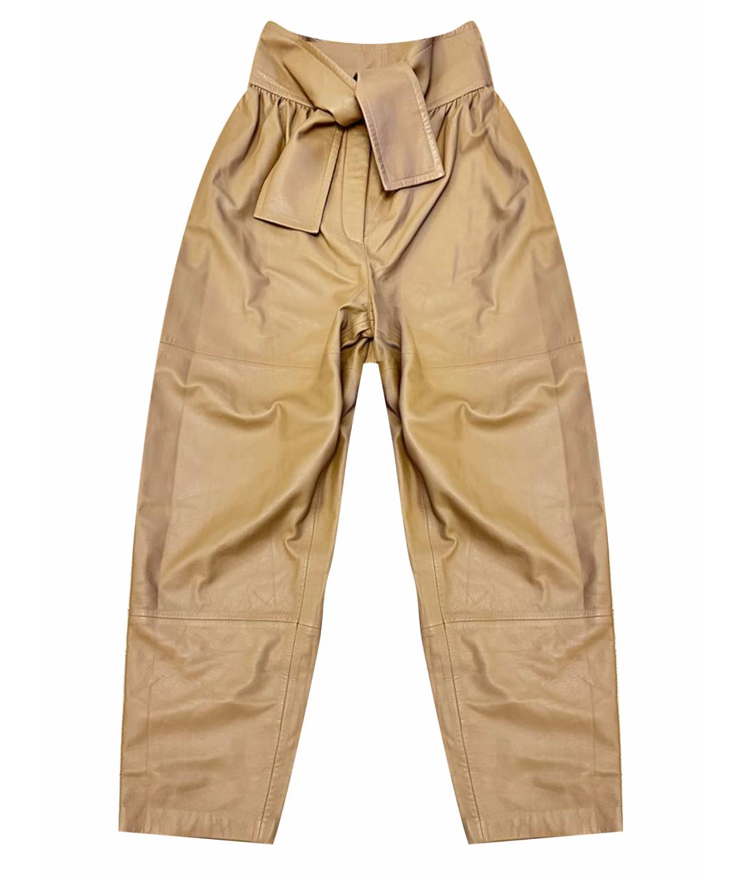 ZIMMERMANN Бежевые кожаные брюки широкие, фото 1