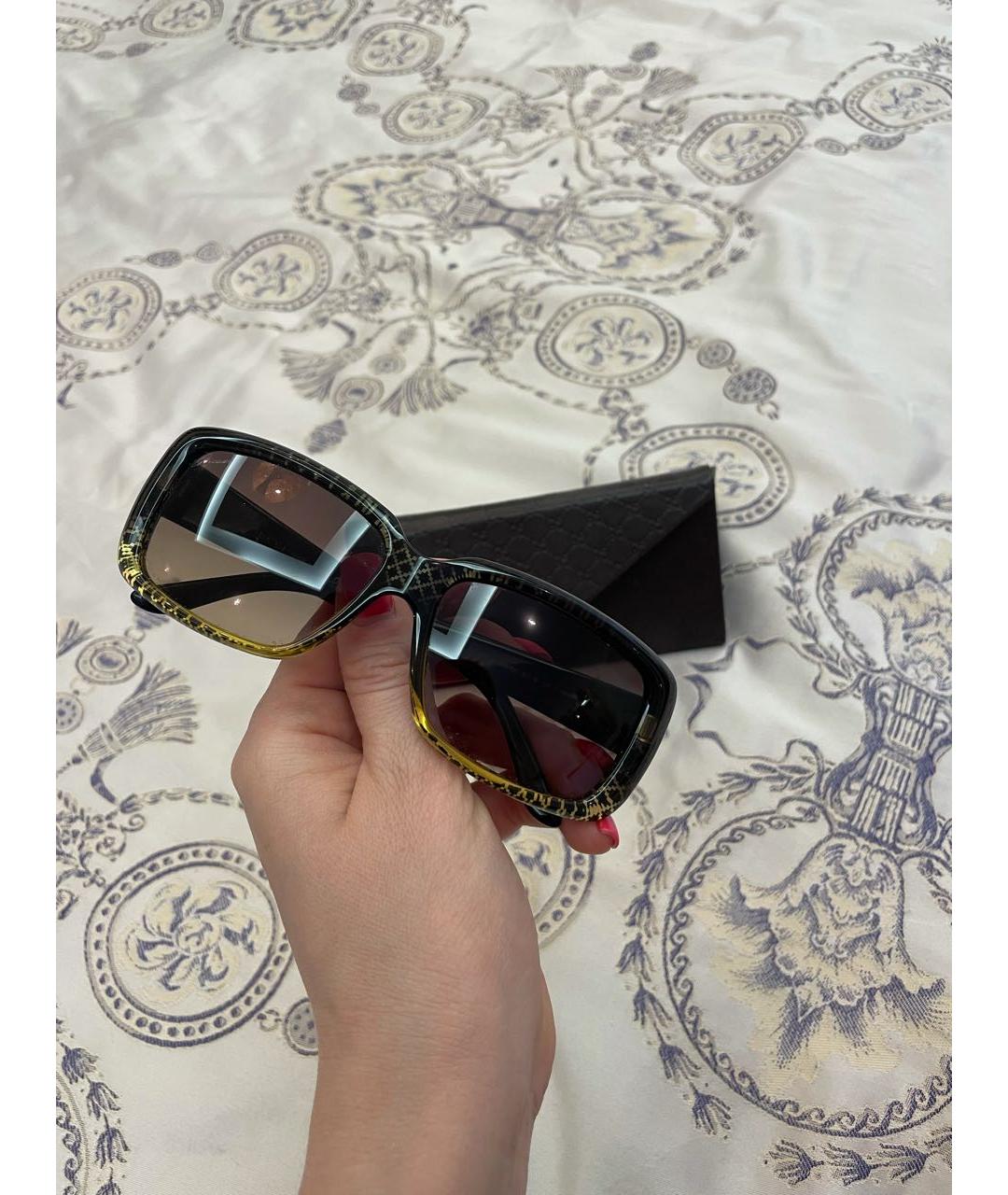 GUCCI Коричневые пластиковые солнцезащитные очки, фото 3