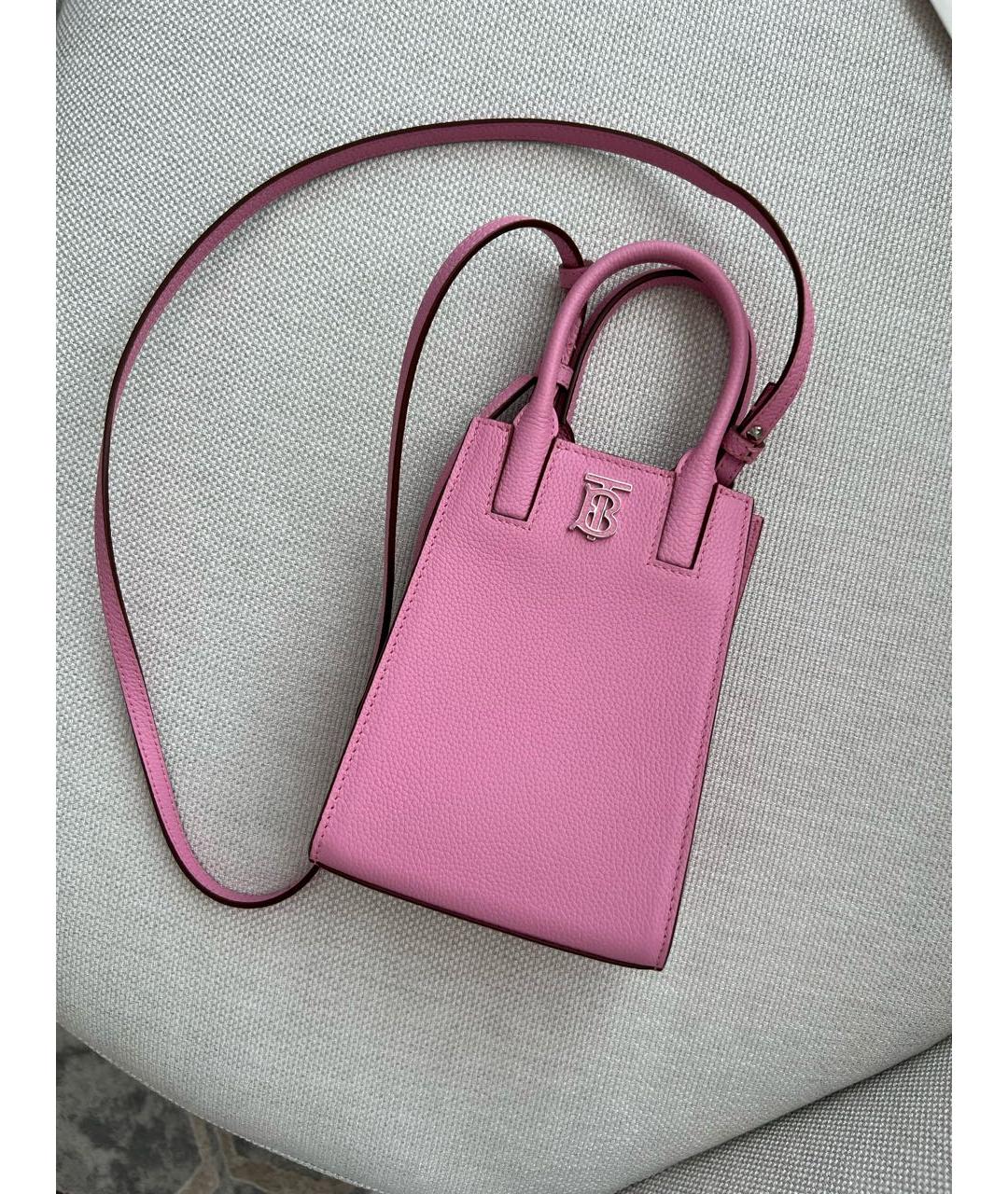 BURBERRY Розовая кожаная сумка через плечо, фото 2