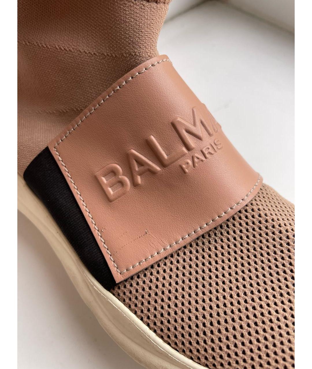 BALMAIN Бежевые текстильные кроссовки, фото 6