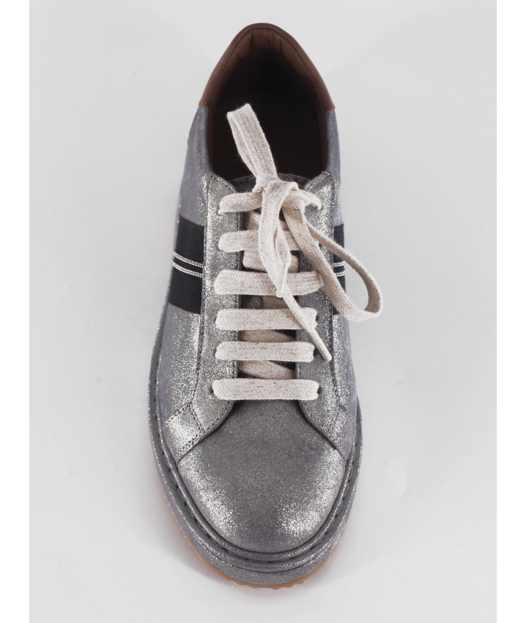 BRUNELLO CUCINELLI Серебряные кожаные кроссовки, фото 4