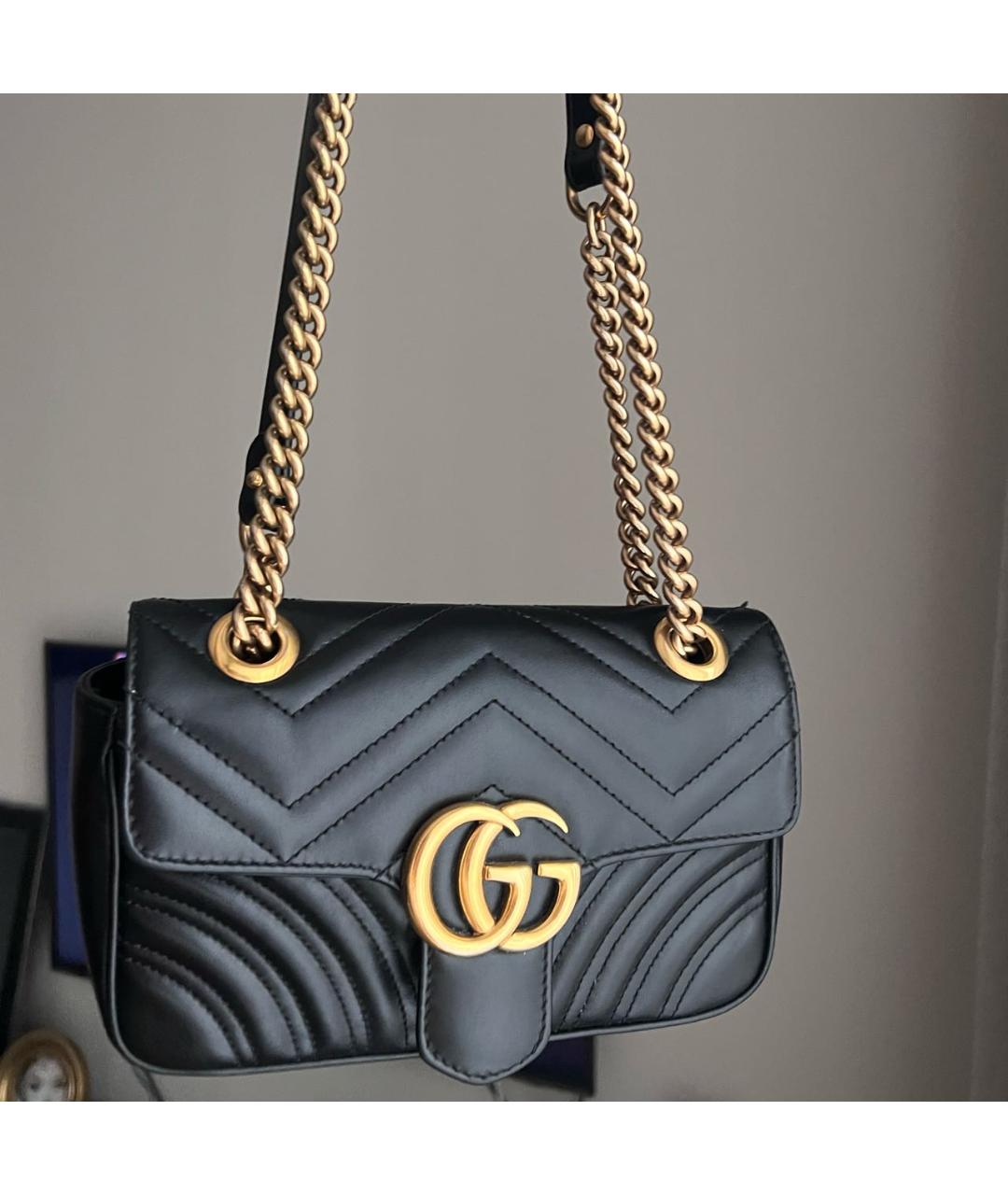 GUCCI Черная кожаная сумка через плечо, фото 9