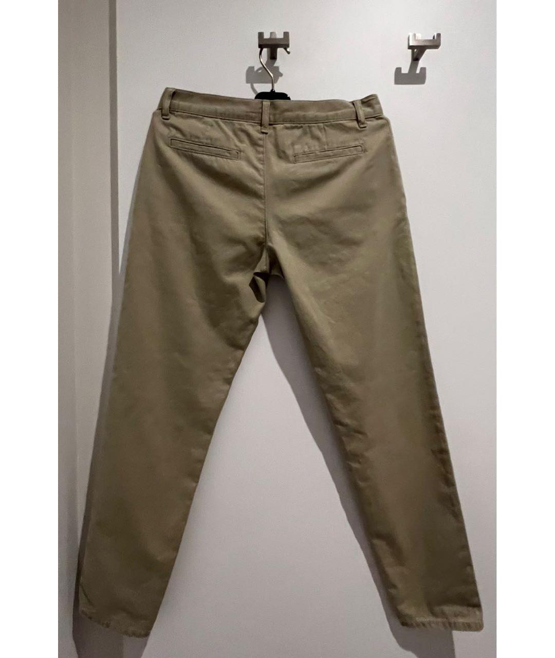 SAINT LAURENT Бежевые хлопковые прямые брюки, фото 3