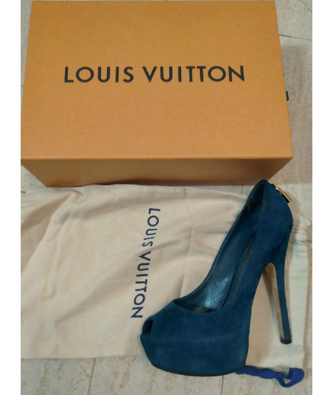 LOUIS VUITTON PRE-OWNED Синие замшевые туфли, фото 5