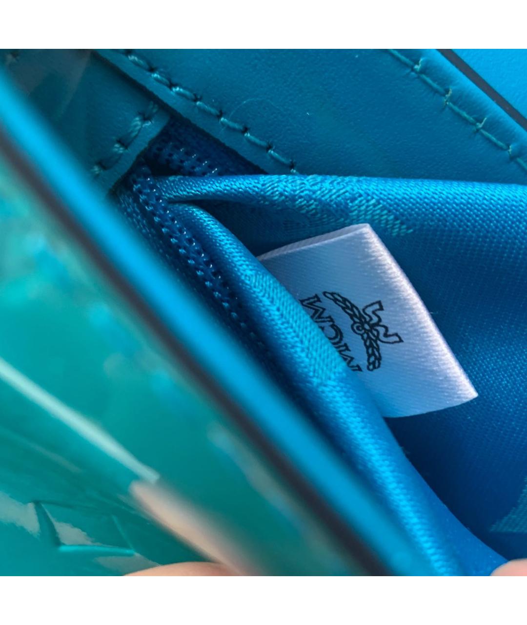 MCM VINTAGE Бирюзовая сумка с короткими ручками из лакированной кожи, фото 8