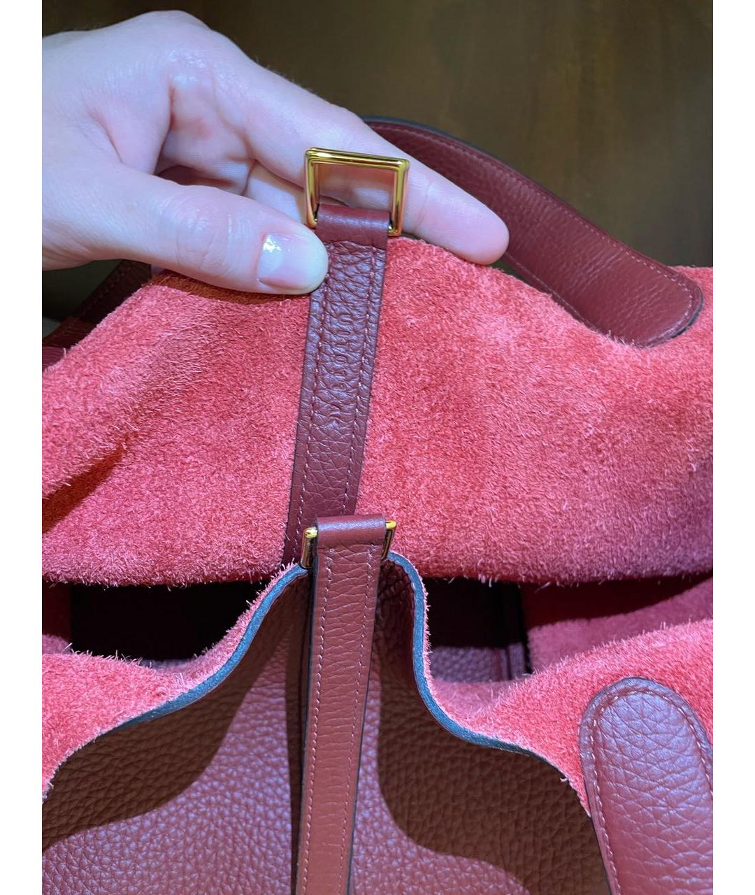 HERMES PRE-OWNED Бордовая кожаная сумка с короткими ручками, фото 3