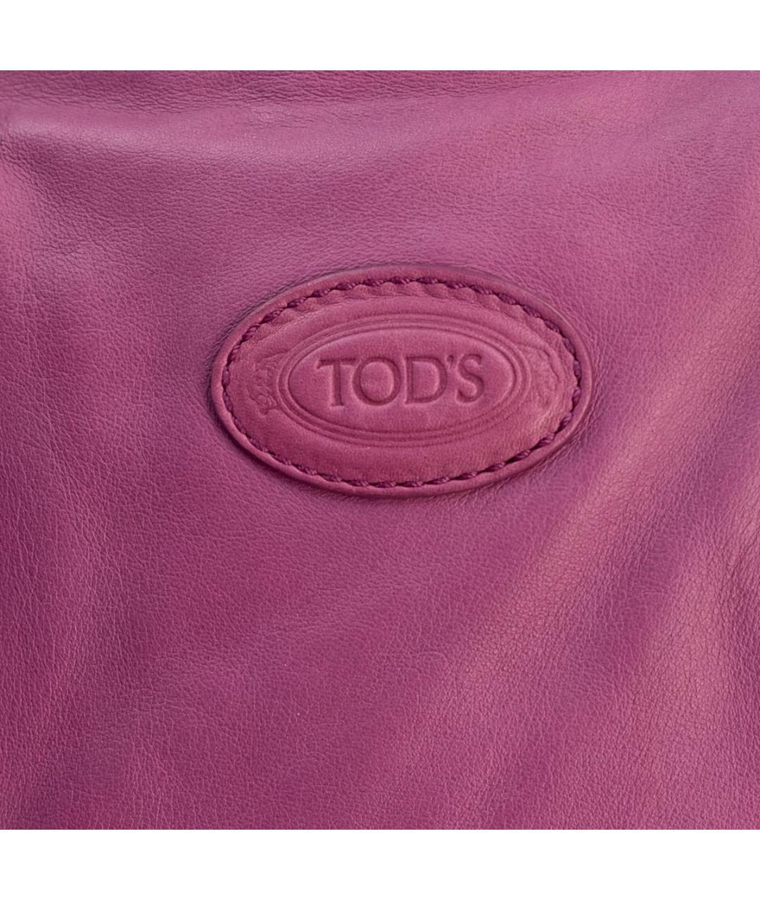TOD'S Фиолетовая кожаная сумка тоут, фото 4
