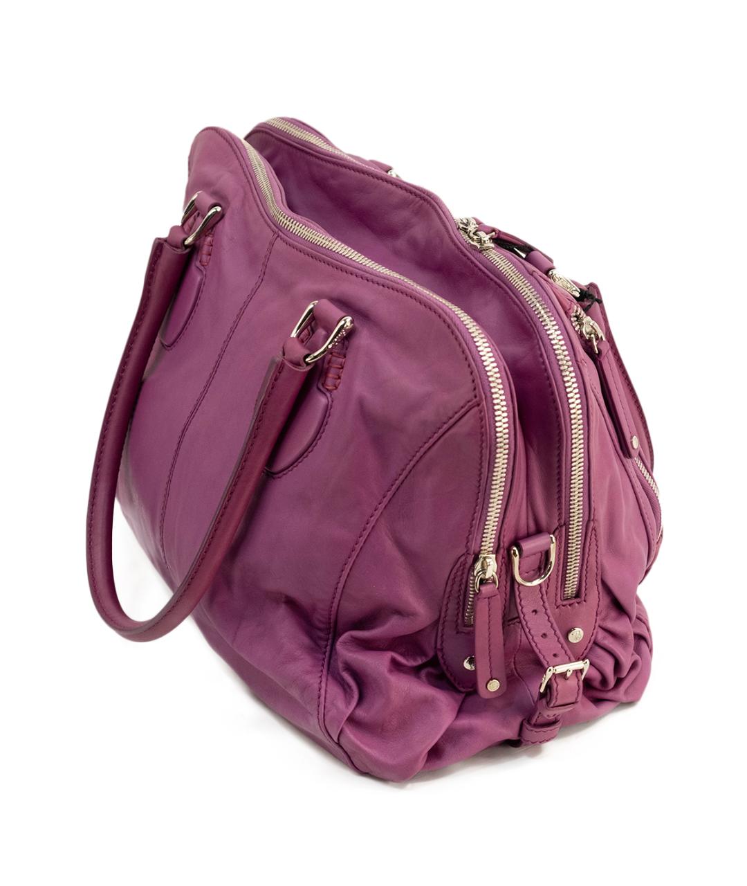 TOD'S Фиолетовая кожаная сумка тоут, фото 3