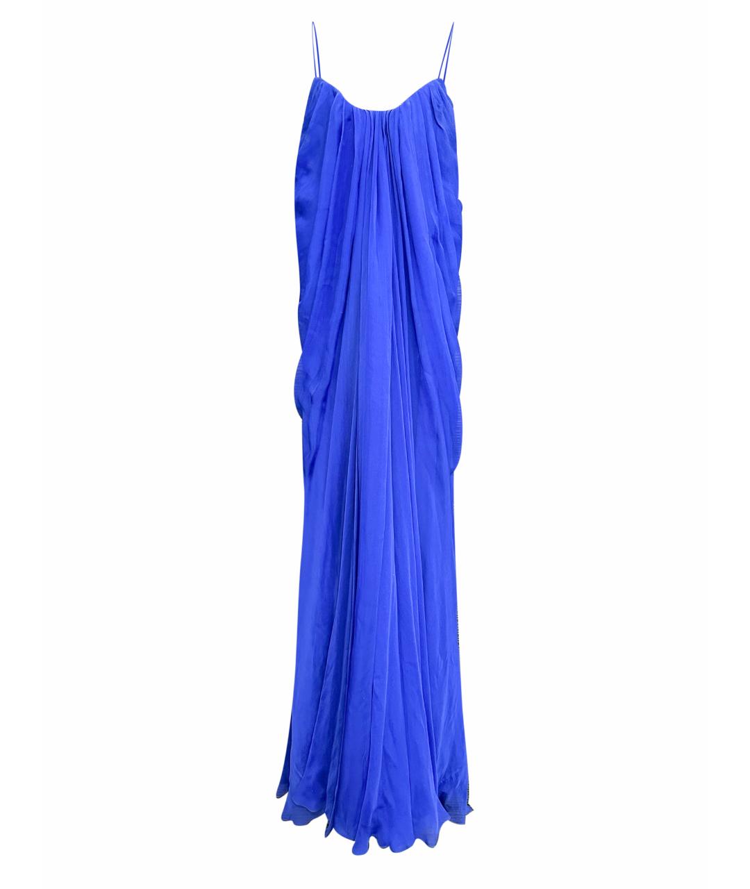ALEXANDER MCQUEEN Синее шелковое вечернее платье, фото 1