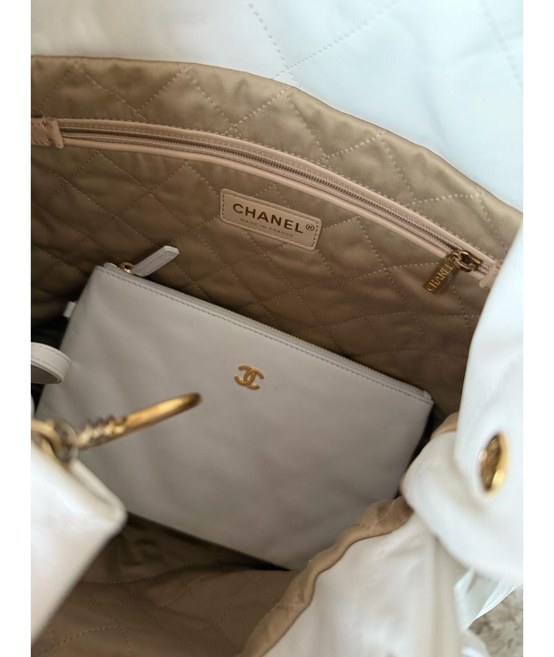 CHANEL Белая кожаная сумка тоут, фото 2