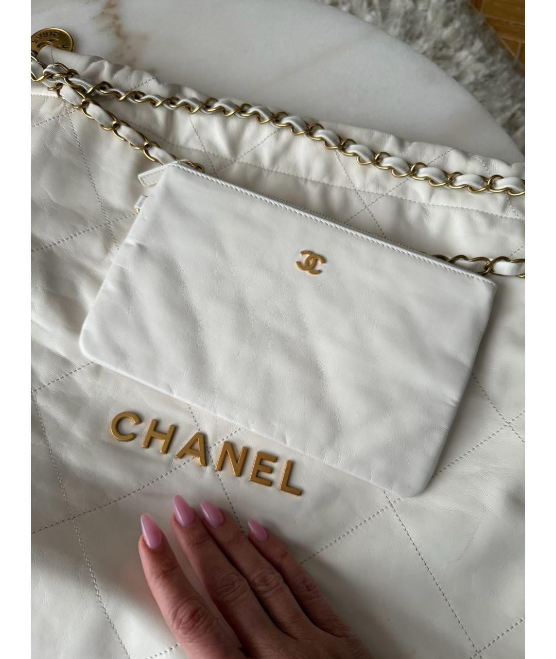 CHANEL Белая кожаная сумка тоут, фото 5
