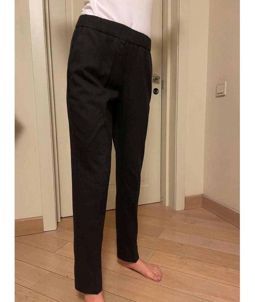 LES COPAINS Черные шерстяные прямые брюки, фото 4