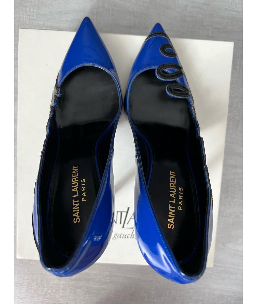 SAINT LAURENT Синие туфли из лакированной кожи, фото 3