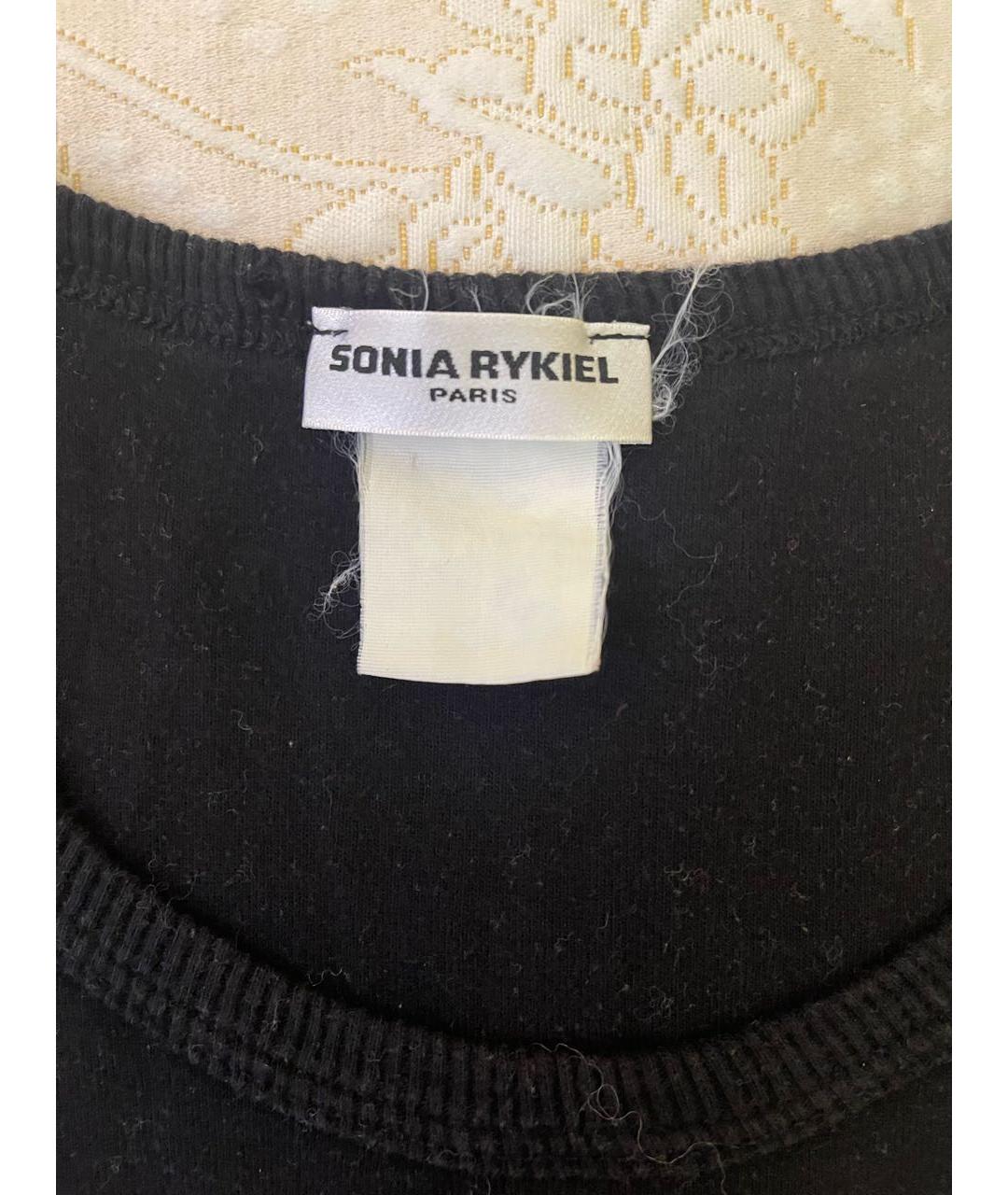 SONIA RYKIEL Черная хлопковая футболка, фото 3