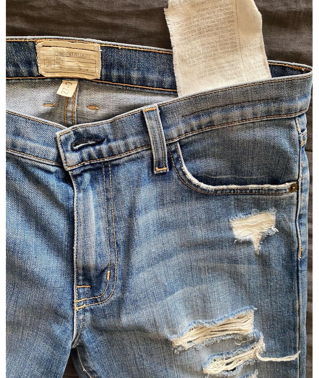 CURRENT/ELLIOTT Голубые хлопковые прямые джинсы, фото 4