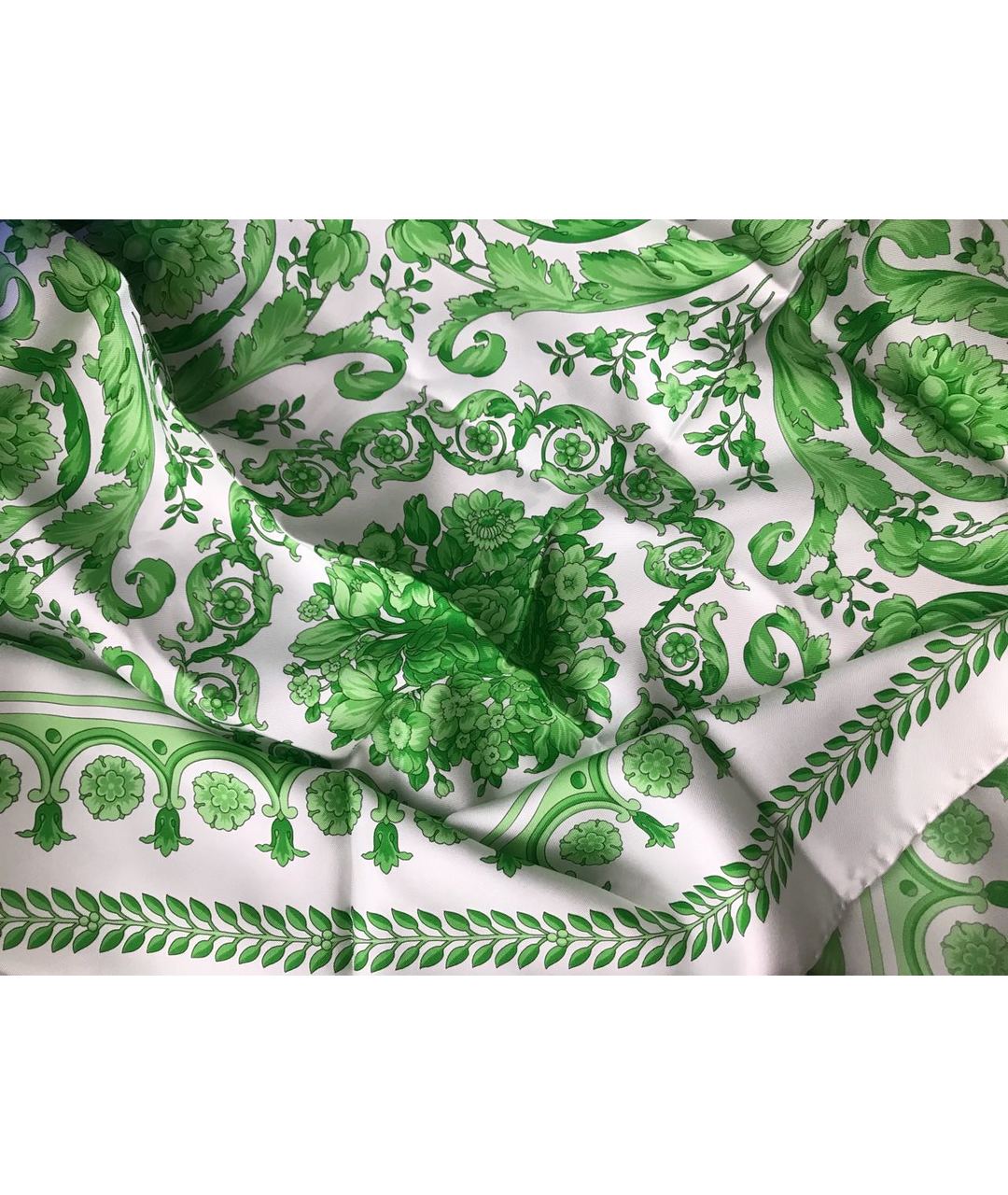 VERSACE Зеленый шелковый шарф, фото 2