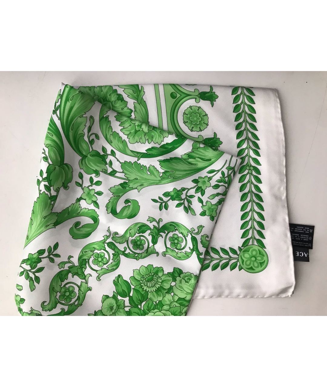 VERSACE Зеленый шелковый шарф, фото 4