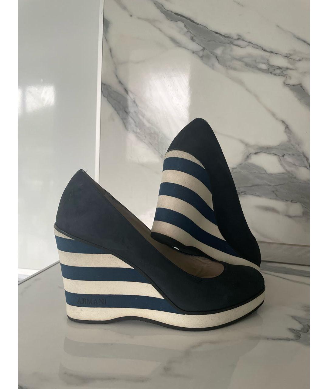 ARMANI COLLEZIONI Темно-синие замшевые туфли, фото 5