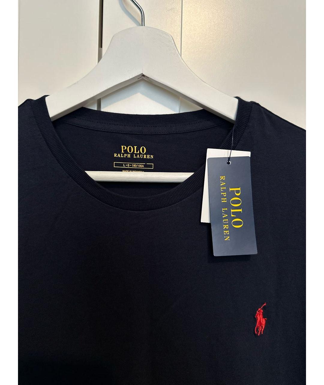 POLO RALPH LAUREN Темно-синяя хлопковая футболка, фото 3
