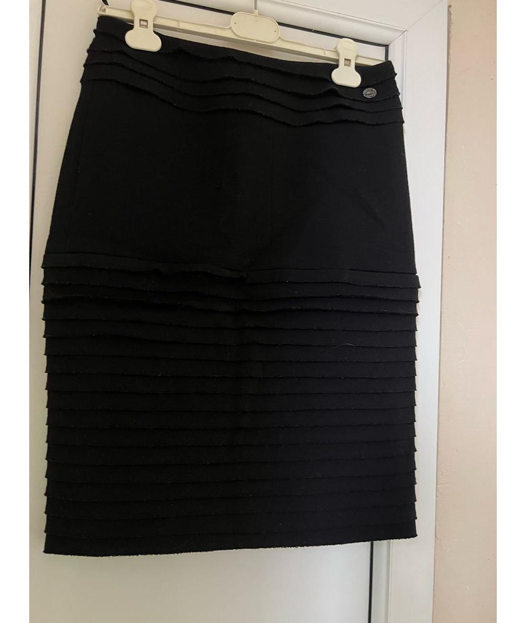 CHANEL PRE-OWNED Черная шерстяная юбка мини, фото 6