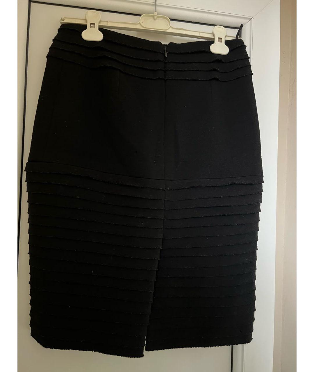 CHANEL PRE-OWNED Черная шерстяная юбка мини, фото 2