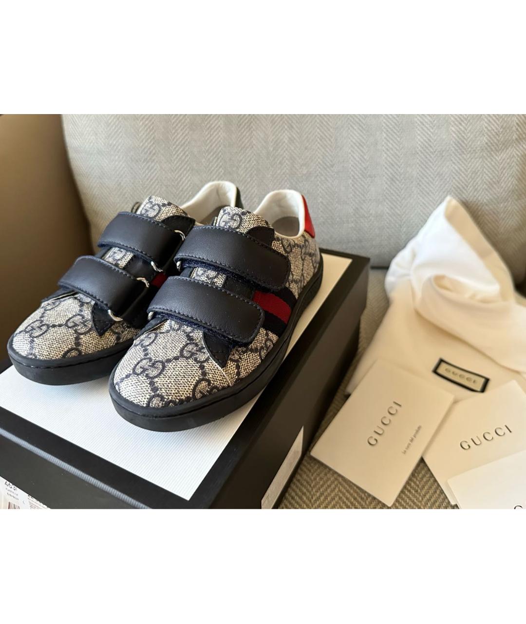 GUCCI KIDS Серые кожаные кеды, фото 3