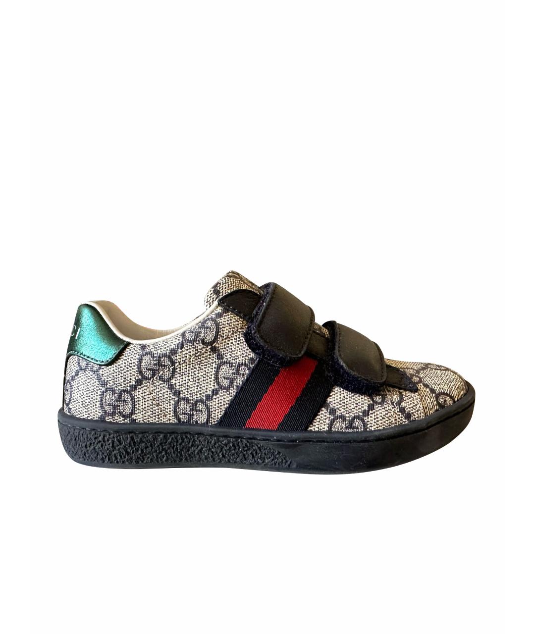 GUCCI KIDS Серые кожаные кеды, фото 1