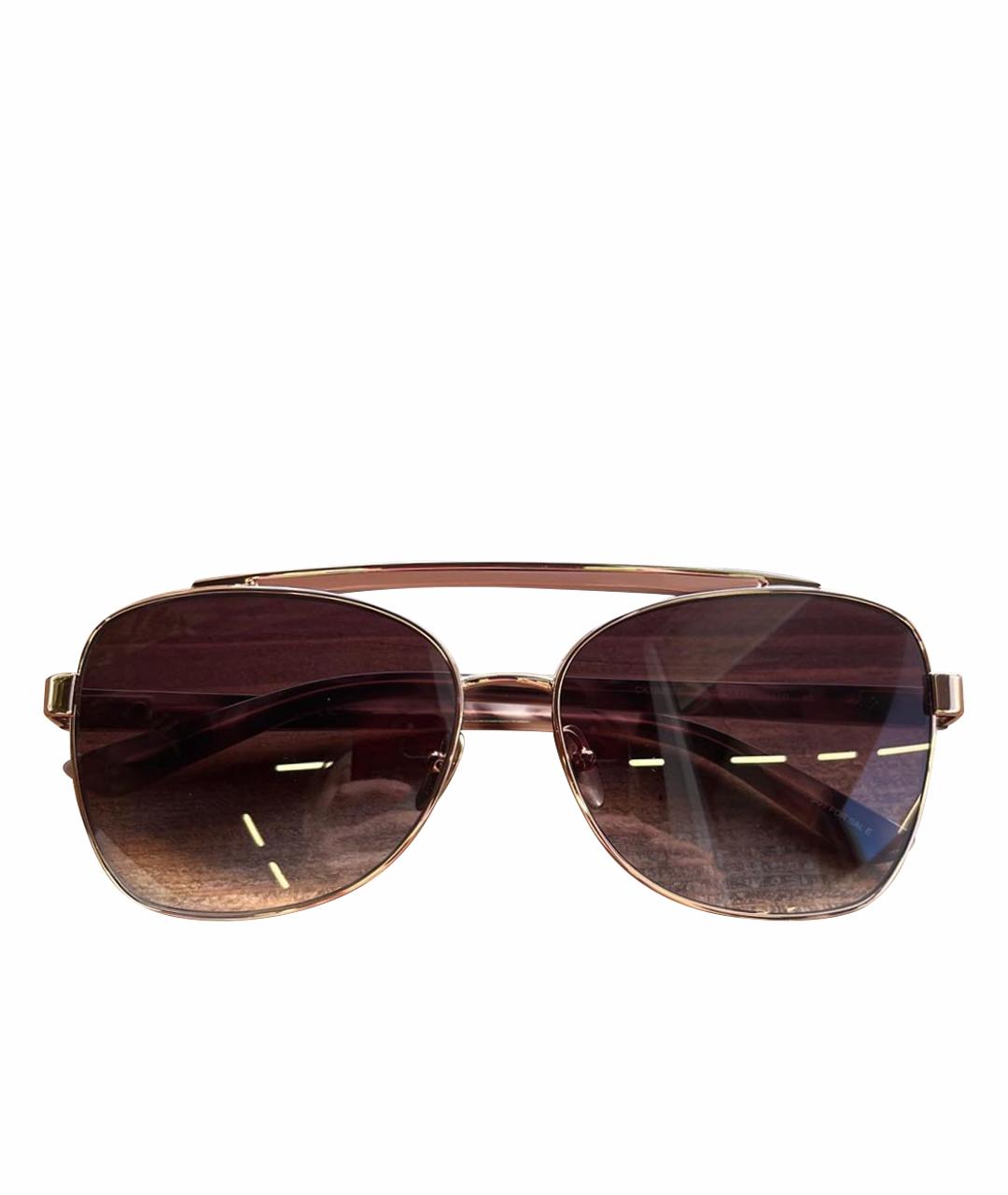 CALVIN KLEIN Золотые металлические солнцезащитные очки, фото 1