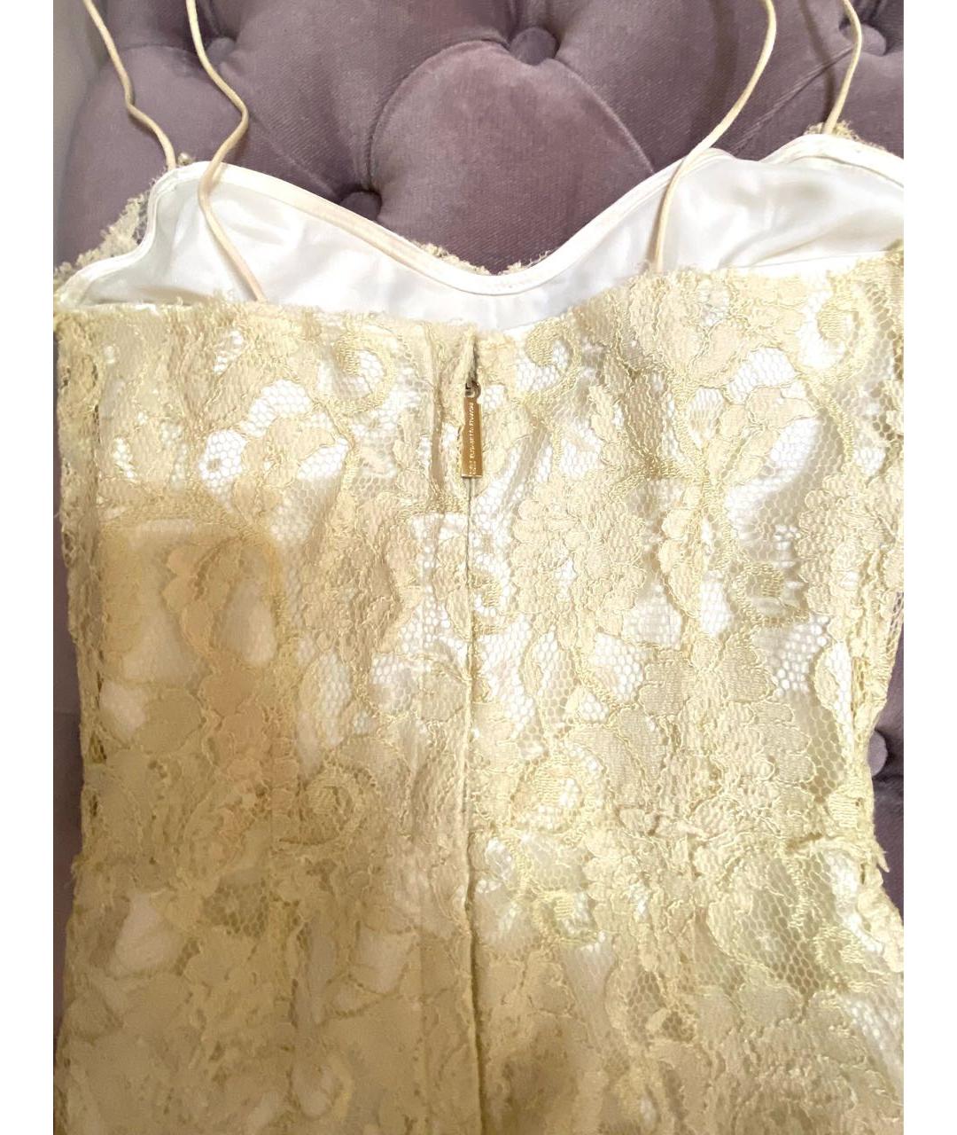 ELISABETTA FRANCHI Бежевое вискозное коктейльное платье, фото 6